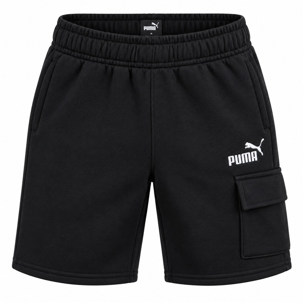 Puma Kids NEW Fleece Cargo Shorts Black Size 5 retro school track outdoor sporty